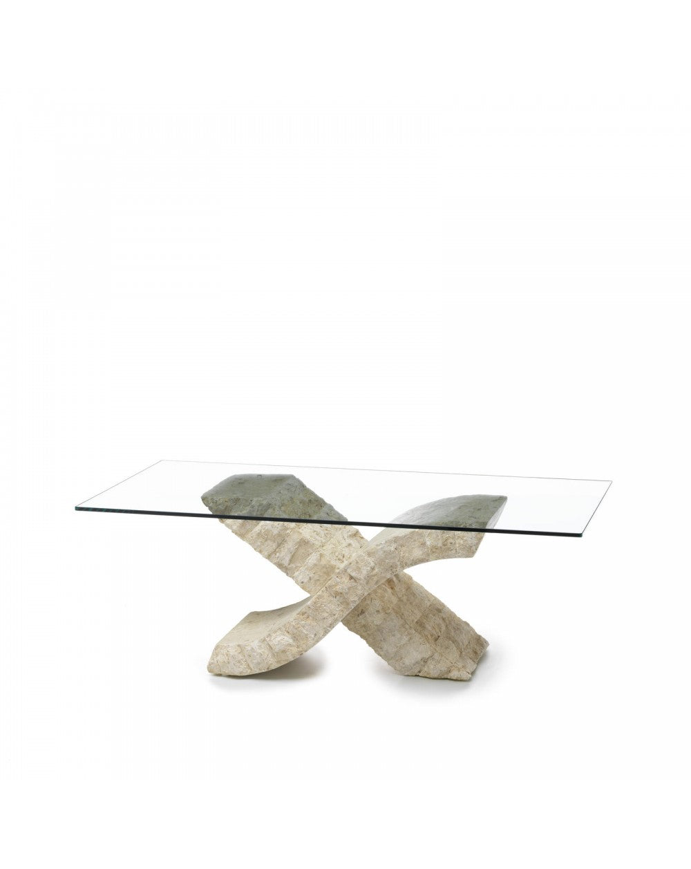 Transparent-beiger Couchtisch 70 cm x 120 cm H. 40 cm