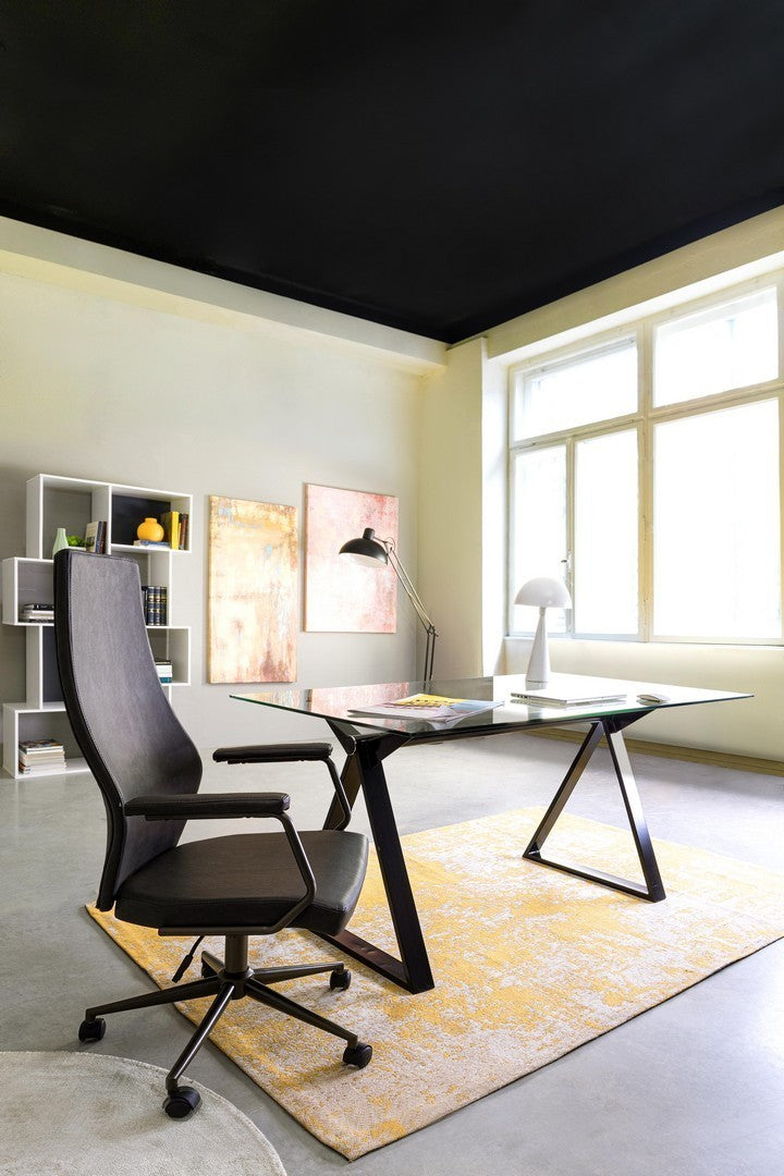 Jamie schwarzer Kunstleder-Bürosessel mit hoher Rückenlehne