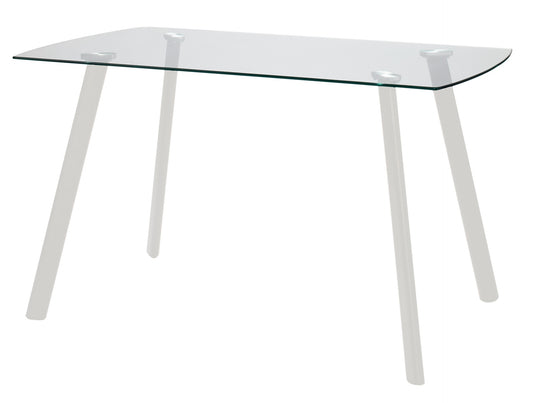 Fester Voller Maura-Weiß-Glas mit Glas-und Bein-Glas 130x75x76 Metallbein