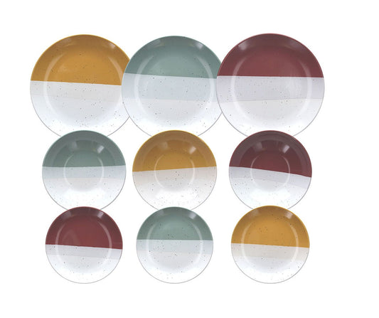 Tafelservice 18-teilig, mehrschichtig, Steinzeug, mehrfarbig