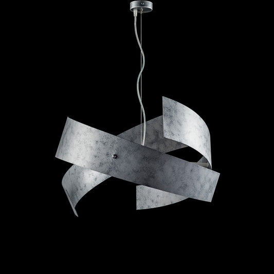 Industrial suspension mit Silberdekoration 3 Leuchten 57xh.28 cm mit Silber dekoration