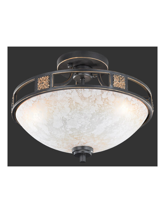 Deckenleuchte 3x327 Quinta Rostglas Alabaster Ø42 cm Trio Lighting