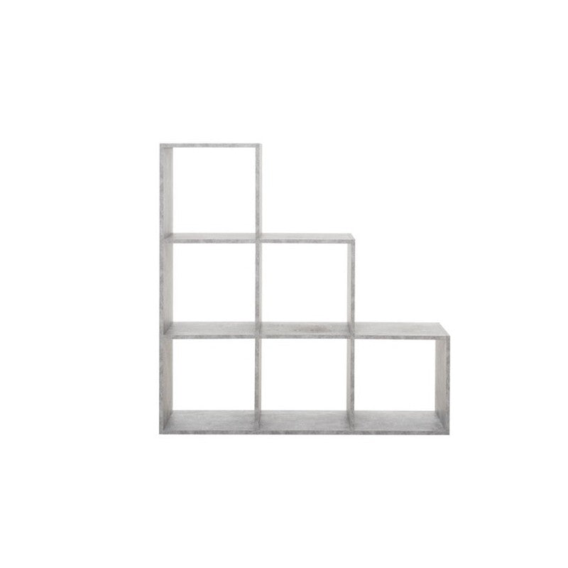 Bücherregal mit 6 Fächern in Betonfarbe, 116 x 33 x H. 118 cm