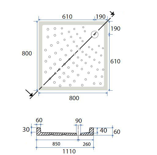Quadratische Duschwanne H6 aus Dianhydro-Keramik