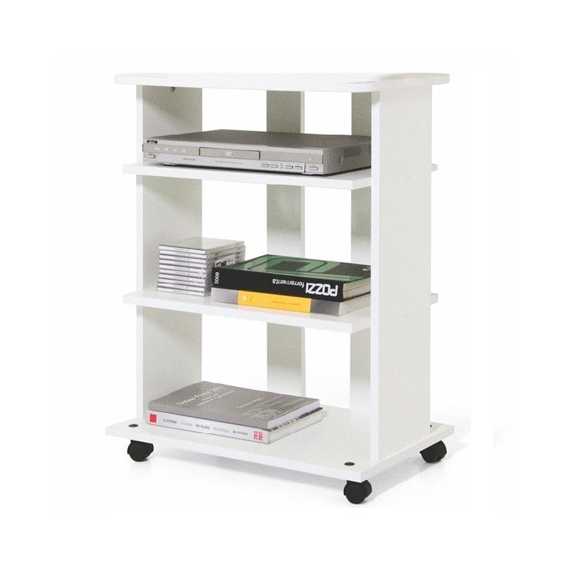 TV-Ständerwagen aus weißer Esche mit 3 Regalen 60x45xH 81 cm