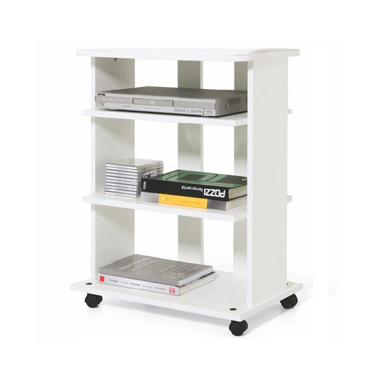 TV-Ständerwagen aus weißer Esche mit 3 Regalen 60x45xH 81 cm