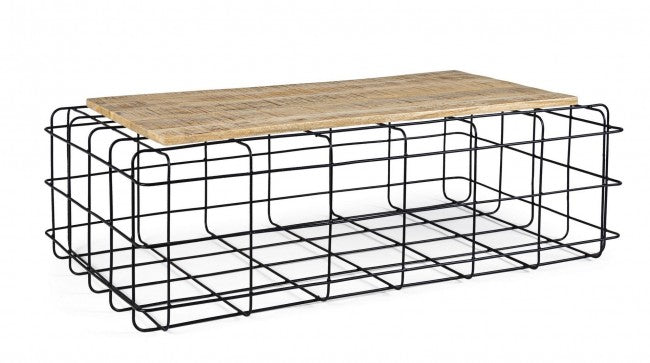 Metall rechteckiger Couchtisch aus Holz Trellis