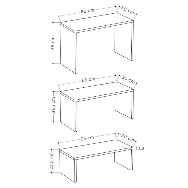 Tris weiße Kanta Couchtische 65x30xh.39 cm