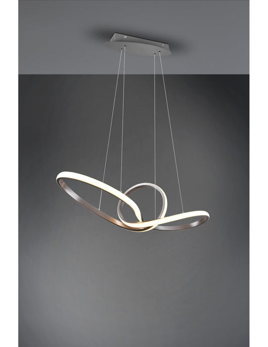 Suspension Sansa Led 28w Deinbarer Dimmerbar Nichel L80 cm Trio Lighting
