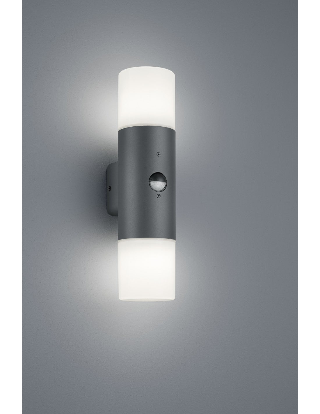 Hoosic Wandleuchte Double Emission 2xE27 Anthrazit mit Bewegungssensor H33 cm IP44 Trio Lighting