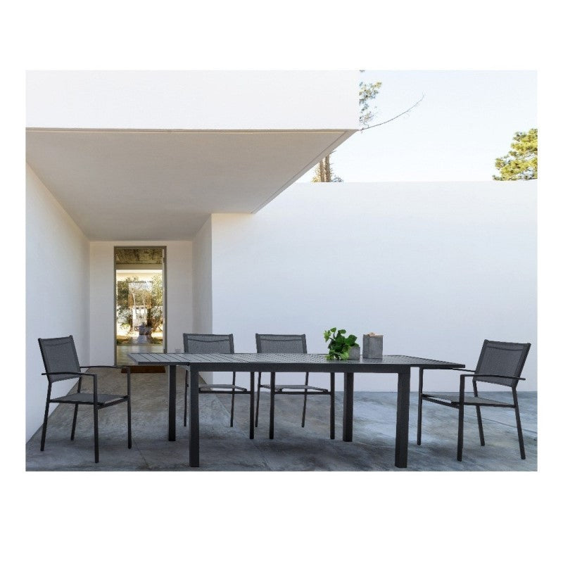 Outdoor-Stuhl mit Armlehnen aus anthrazitfarbenem Aluminium Hilla 57 x 60 x 88 cm
