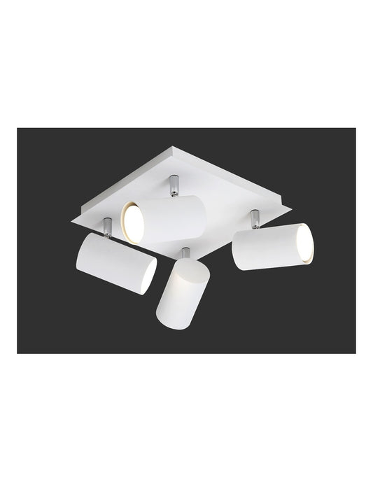 Quadratische Deckenleuchte mit 4 verstellbaren Strahlern Marley White Trio Lighting