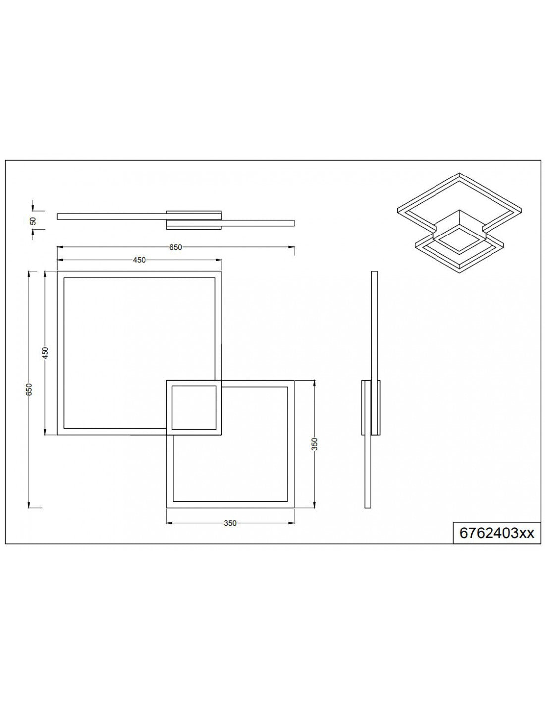 Hydra Design Square White LED 4000k Trio Lighting Deckenleuchte