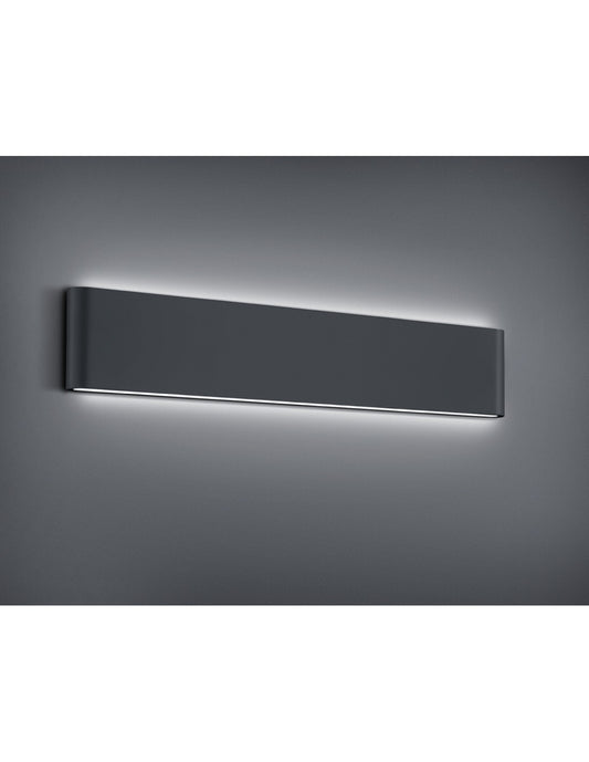 Thames II Rechteckige Wandleuchte Led Doppellicht IP54 Anthrazit L46 cm Trio Lighting