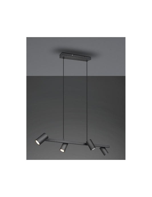 Schwarze Aufhängung mit 4 verstellbaren GU10-Strahlern Marley Trio Lighting