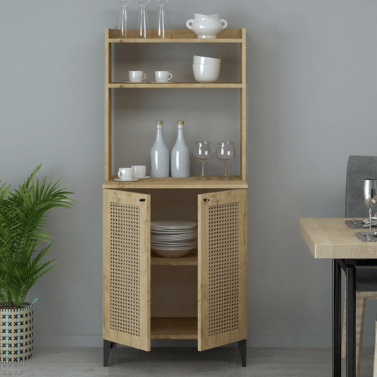 Zanne hohes Sideboard mit 2 Eichentüren und offenen Fächern