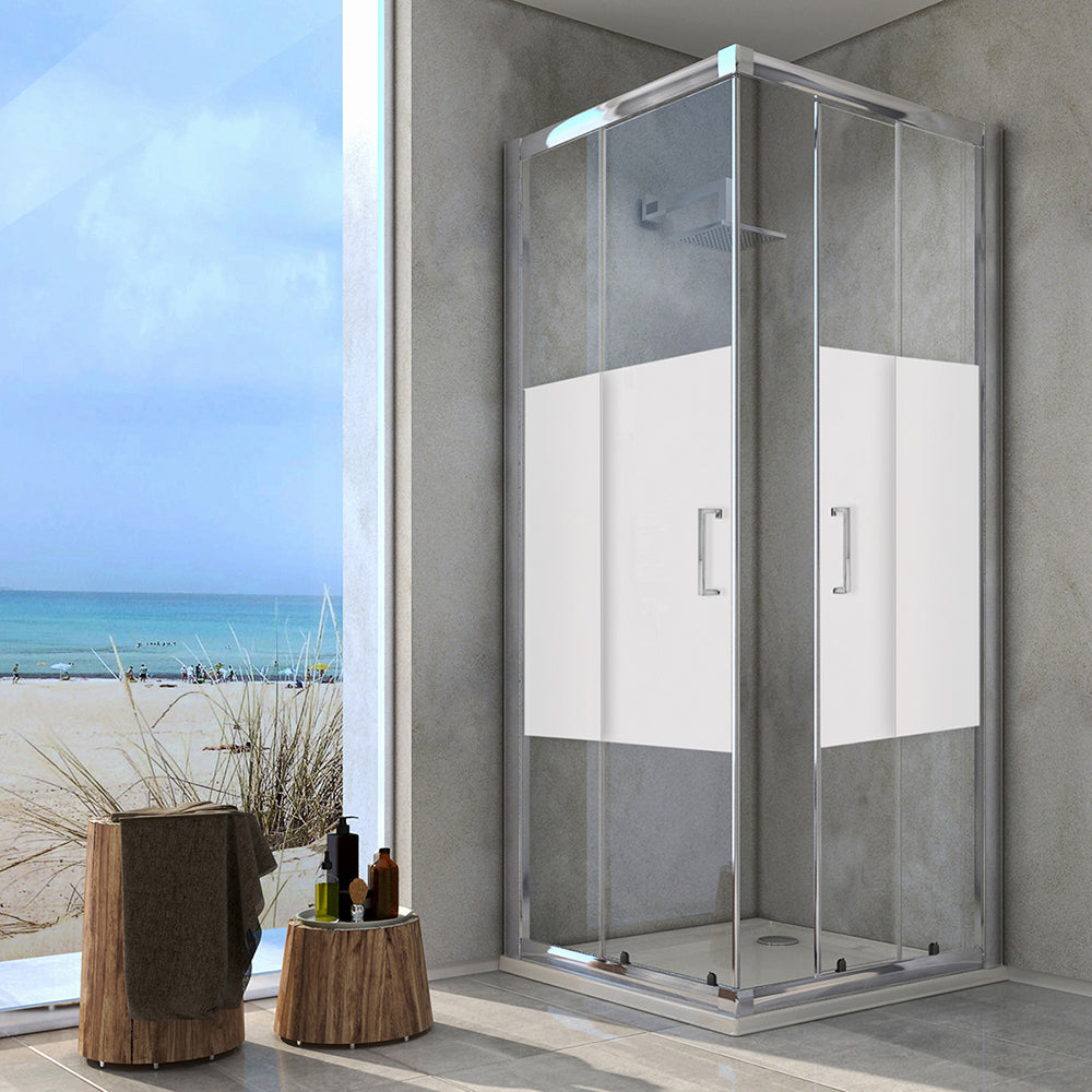 Eckdusche aus Siebdruckglas – Essential Line