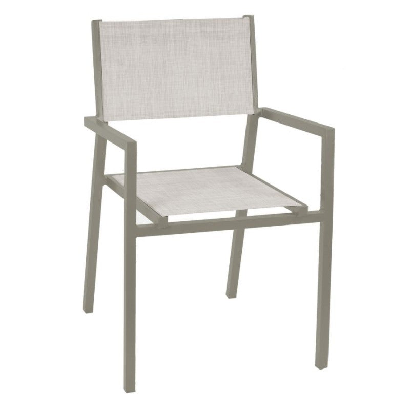 Sessel Cleveland aus mattem taubengrauem Aluminium und Textilene cm55x56 x h86