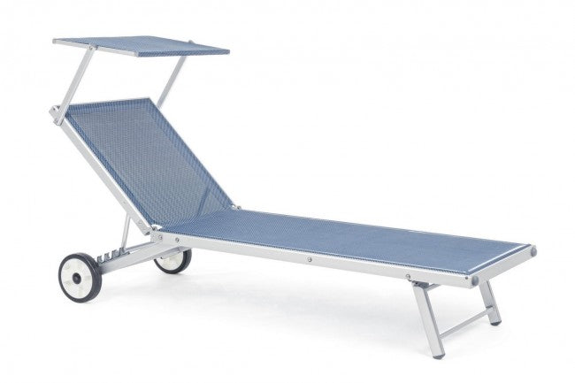 Aluminium-Kinderbett mit blauen Rädern Cross 65 x 196 x 62 cm