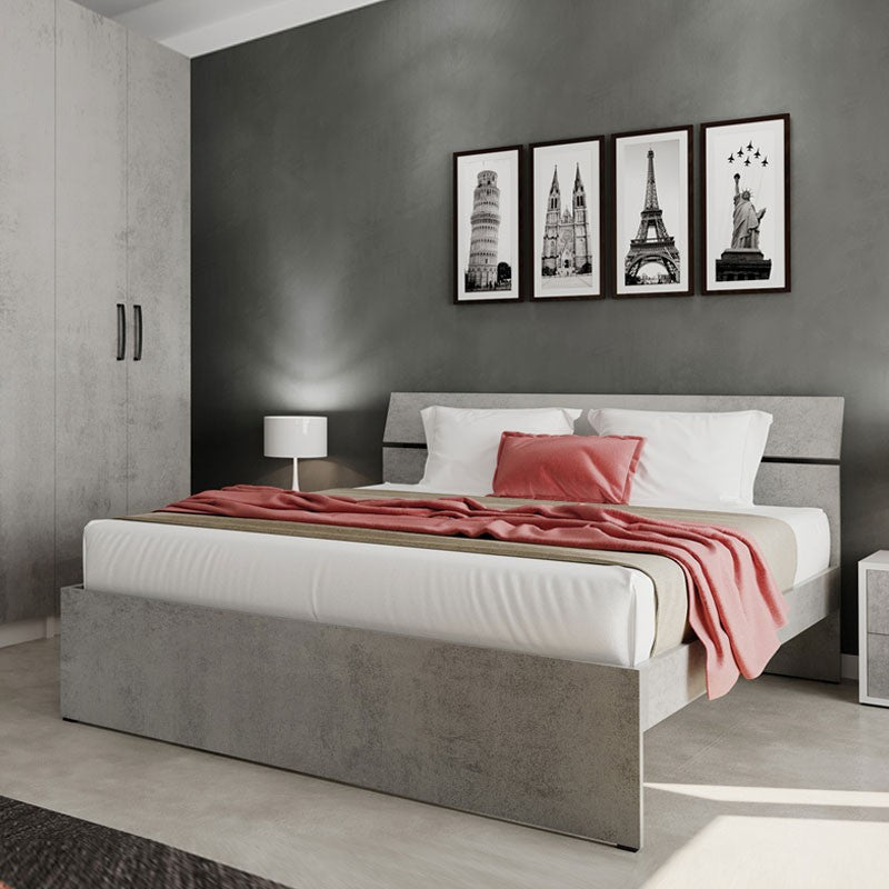Doppelbett für Schlafzimmer in der Farbe Betongrau 200x171xH 98 cm