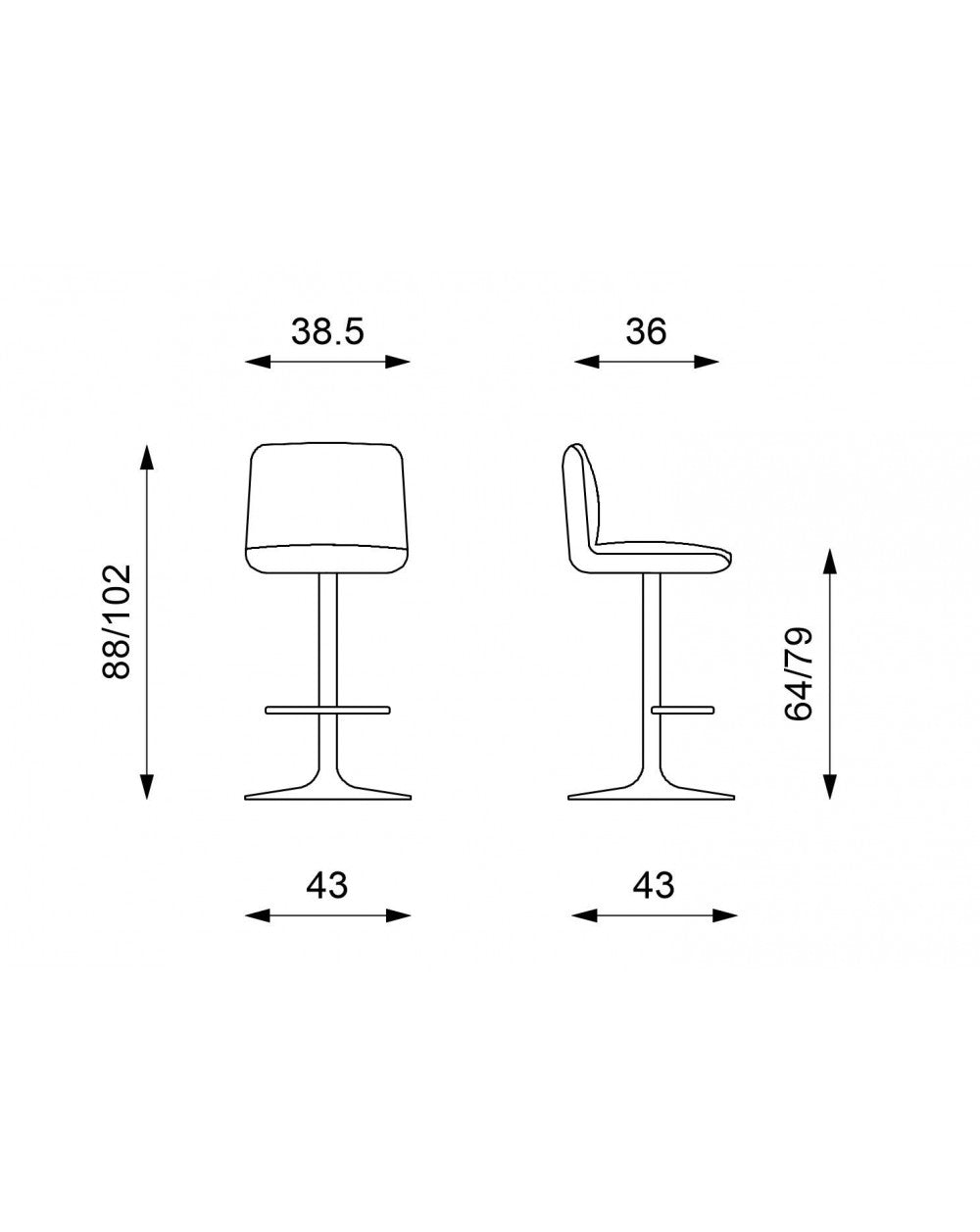 2x Hocker aus Stoff hellgrau-hellgrau-weiß-grau chrom 38.5 cm x 36 cm H. 88-102 cm