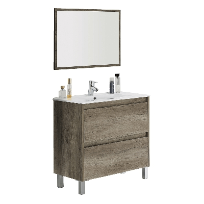 Badezimmerschrank mit 2 Schubladen - 80x80x45 cm Nordik