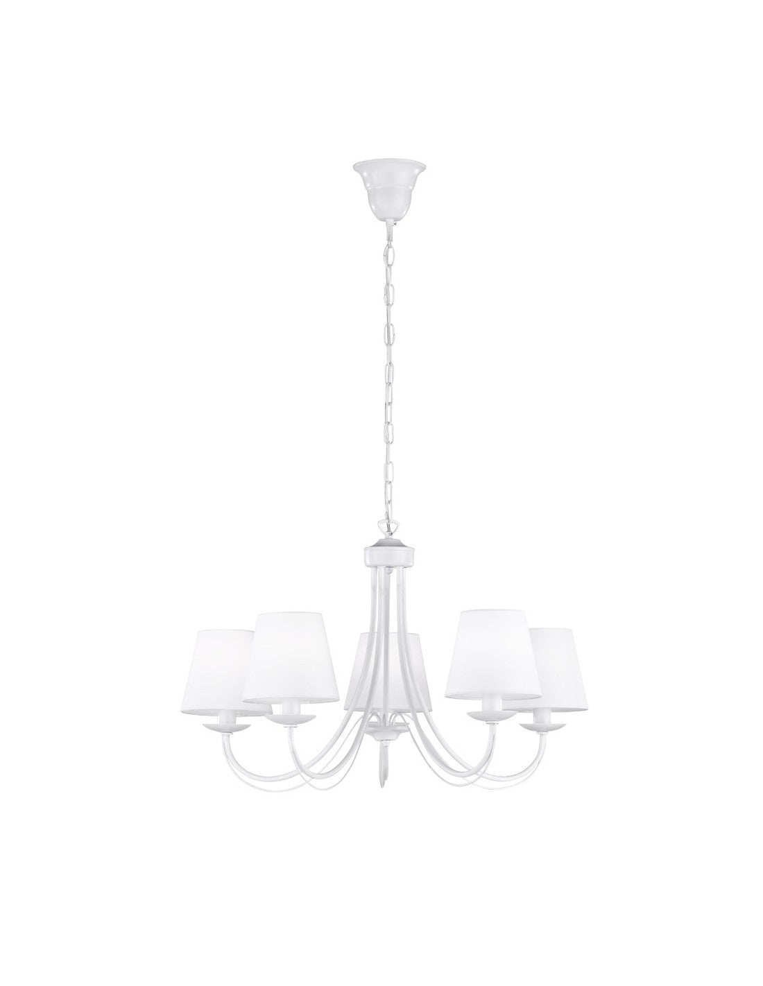 Weißer Kronleuchter für Wohnzimmer 5 Lampenschirme Cortez Trio Lighting