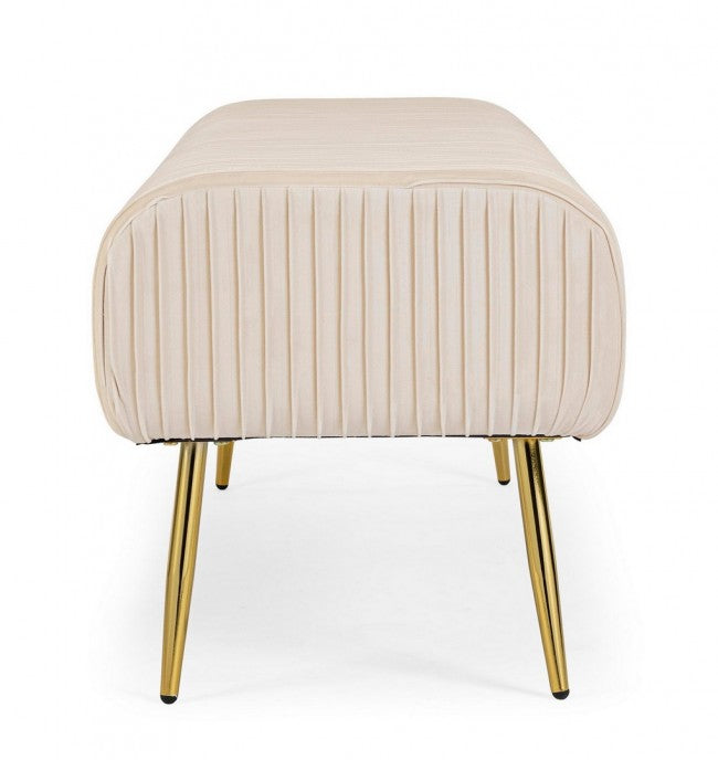 Selena Crema 2-Sitzer-Bank aus Samt, 129 x 45,5 x 48 cm