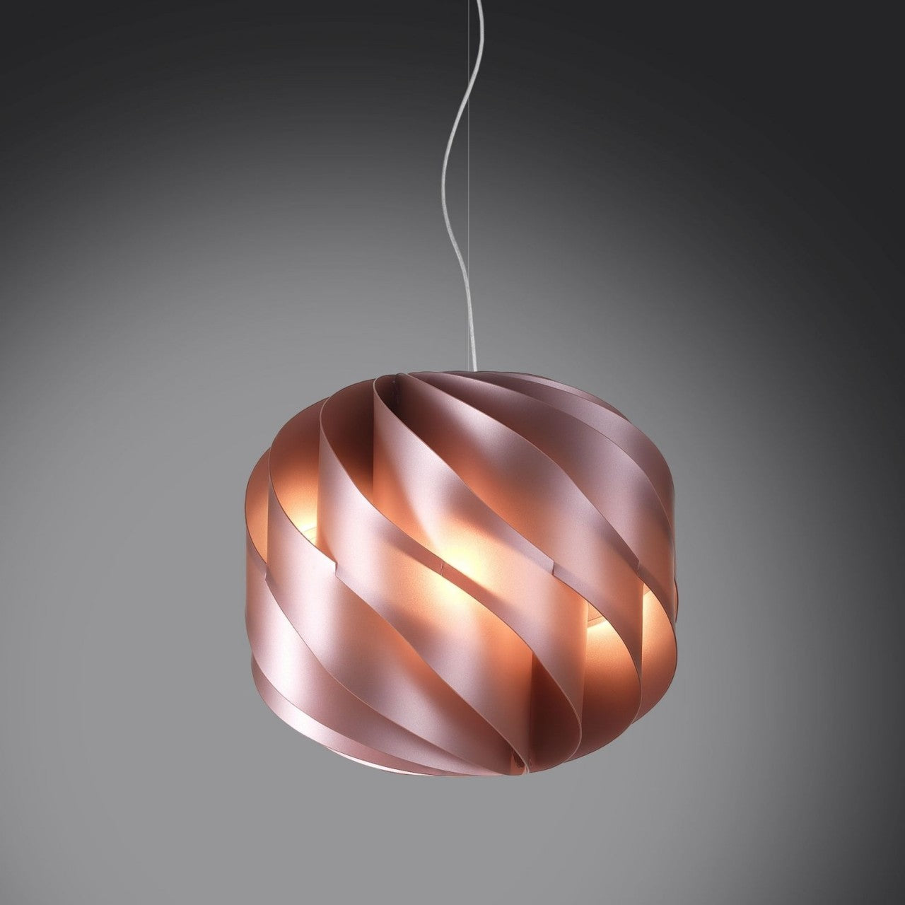 3-flammige Pendelleuchte aus rosafarbenem Metall aus verchromtem Metall cm. 72 x 70