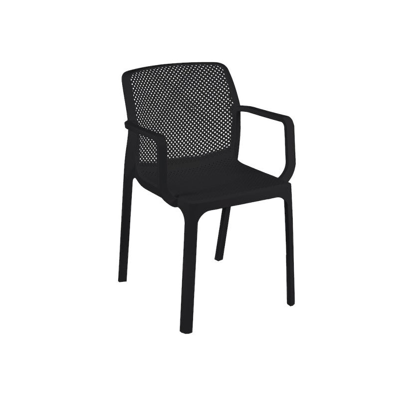Gartenstuhl aus Polypropylen mit Armlehnen Anthrazit Dalian 46,5 x 53,5 x H55 cm