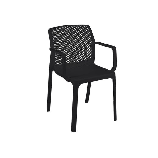 Gartenstuhl aus Polypropylen mit Armlehnen Anthrazit Dalian 46,5 x 53,5 x H55 cm