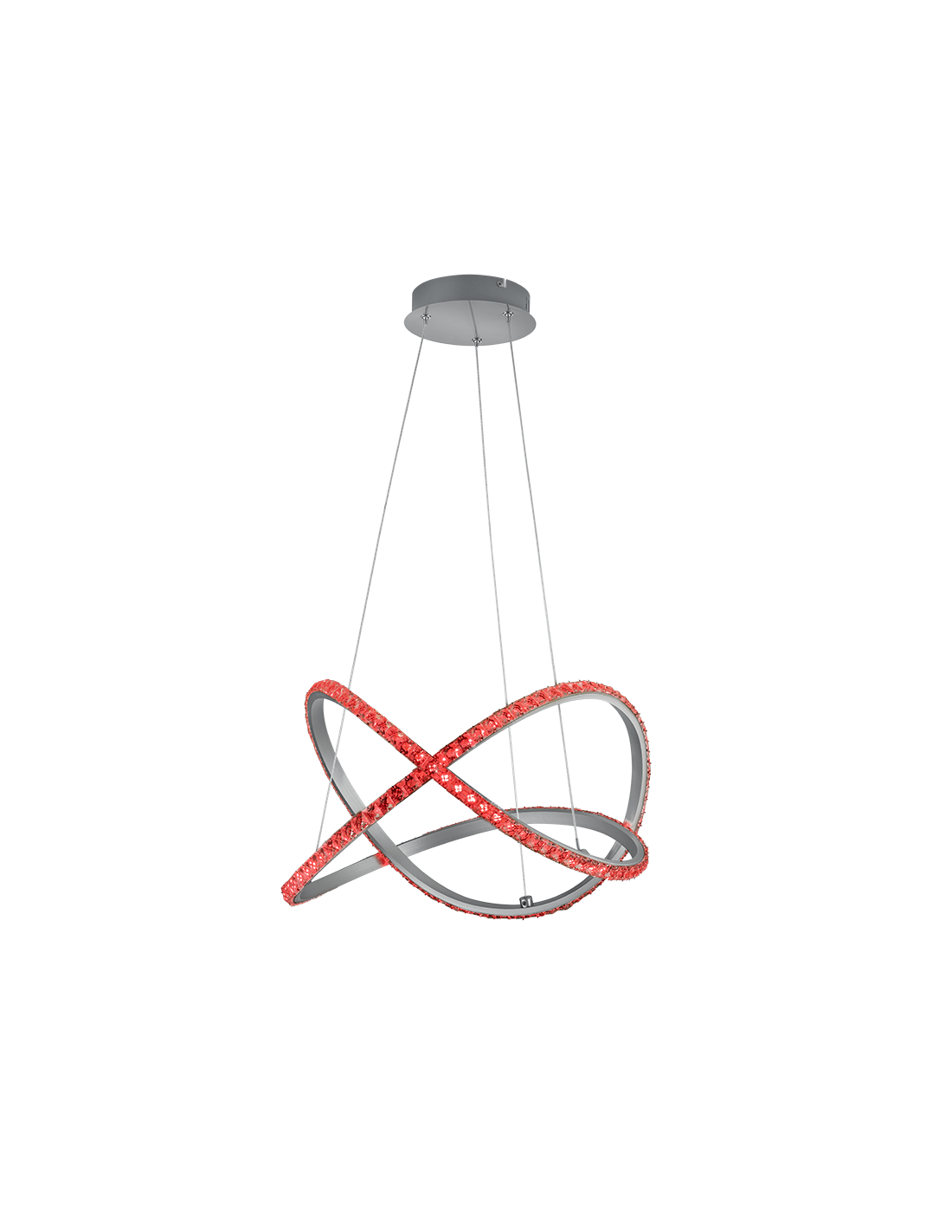 Moderne Pendelleuchte Rubin LED dimmbar RGB-Kristalleffekt Ø50 cm Trio-Beleuchtung