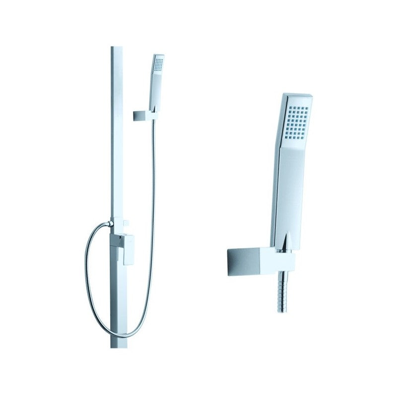 Verstellbare Duscheinheit in Chromoptik mit Duschkopf und Handbrause, Höhe 230 cm