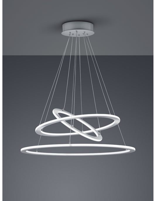 Suspension Le Dellable 3 Anelli Durban Nichel Ø80 cm Trio Lighting