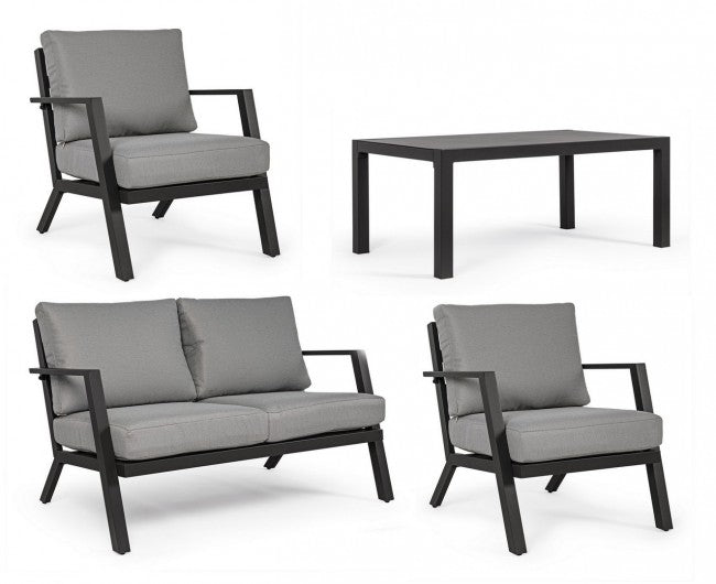 YK13 4-teiliges Garten-Lounge-Set in Anthrazit