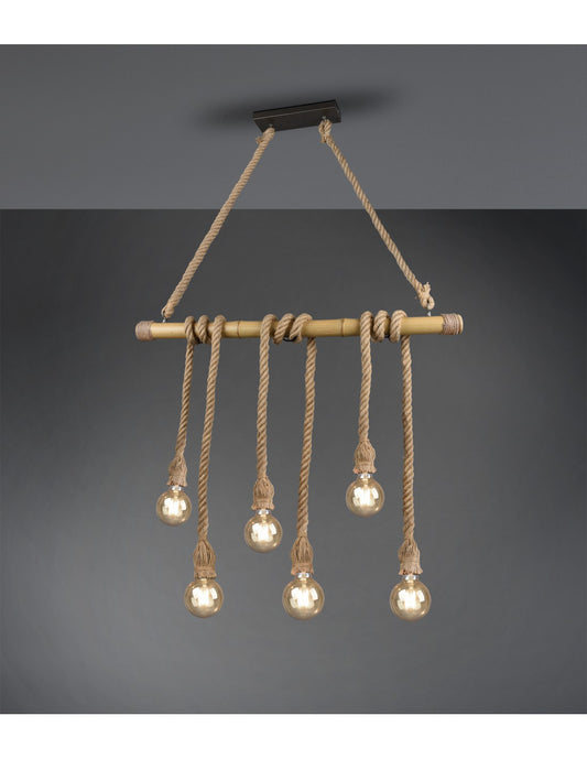 Vintage Wilma Bamboo Bar und Seilaufhängung L100 cm Trio-Beleuchtung