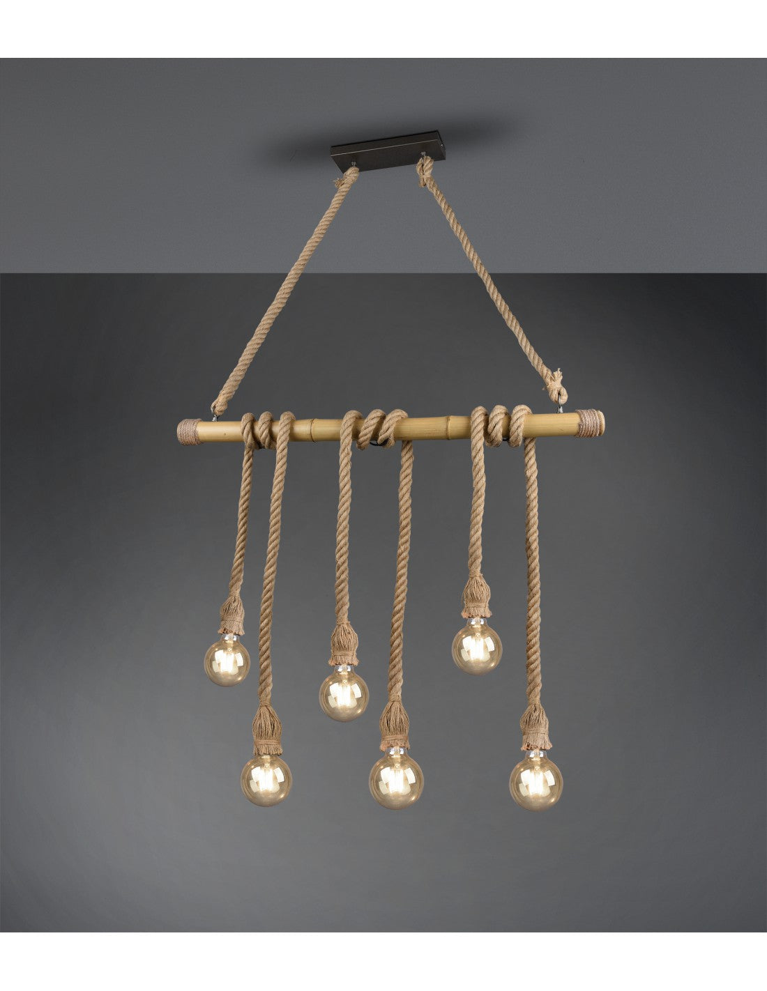 Vintage Wilma Bamboo Bar und Seilaufhängung L100 cm Trio-Beleuchtung