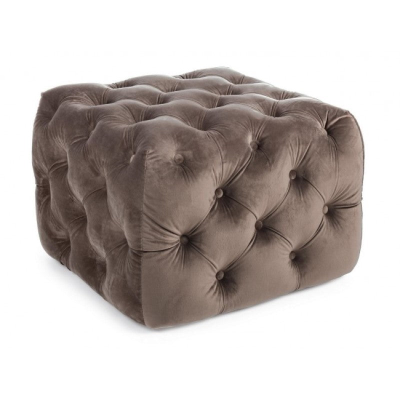 EVAN S taubengrauer Samt-Pouf 62x62x H46 cm