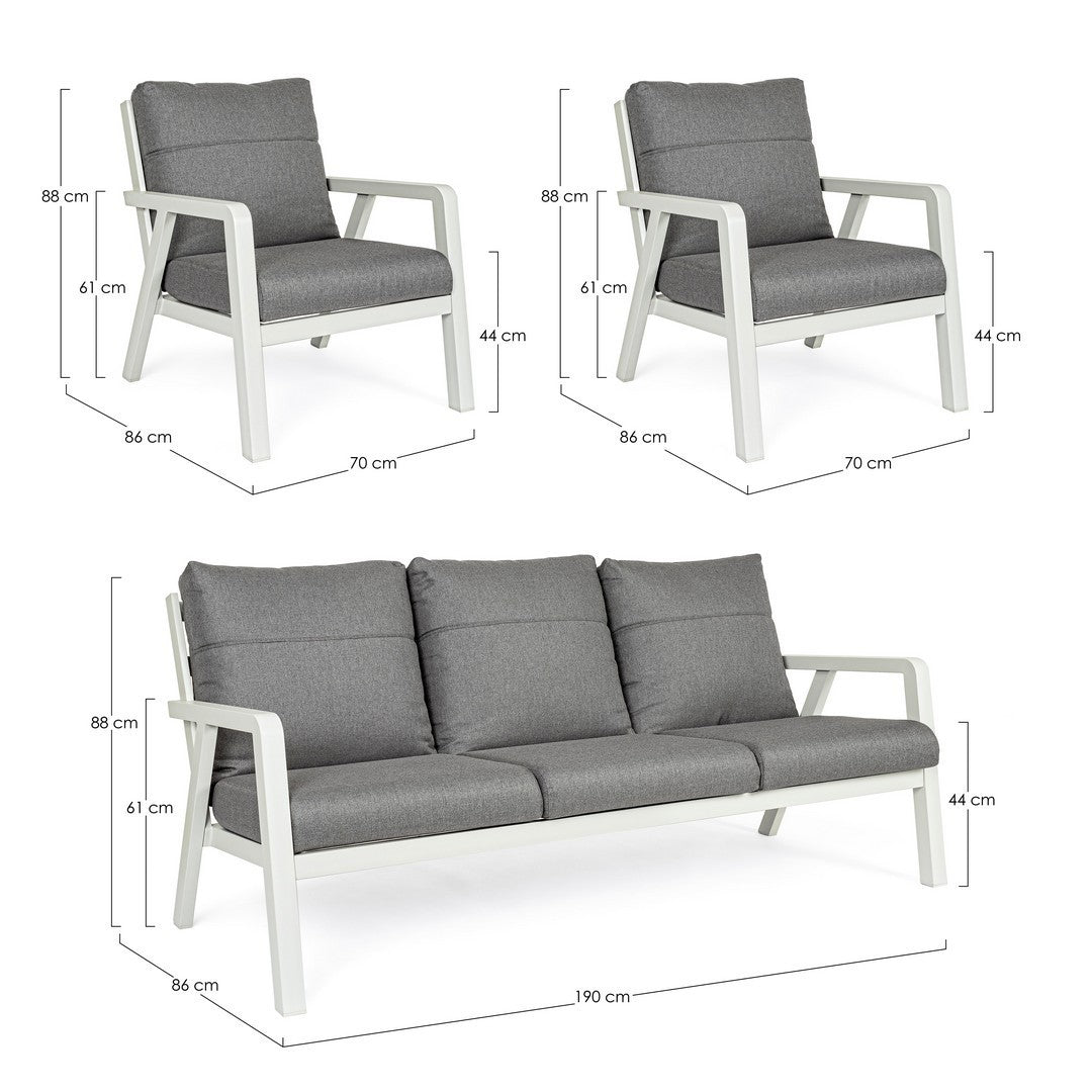 3-teiliges Lounge-Set mit Truman Lunar Kissen