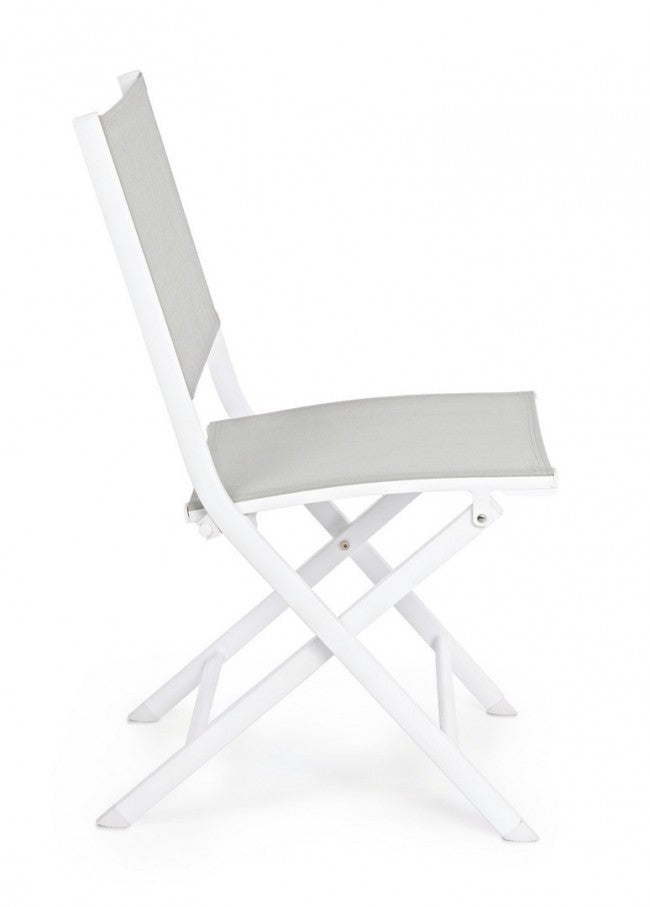 Outdoor-Stuhl aus weißgrauem Aluminium Elin 47X57X H88 cm