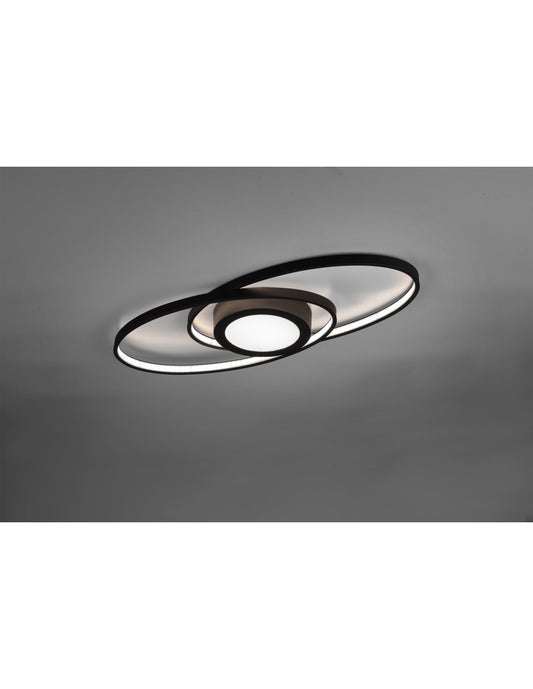 Galaxy Doppelspiral-Deckenleuchte, Anthrazit, LED, 27 W, dimmbar, Trio-Beleuchtung