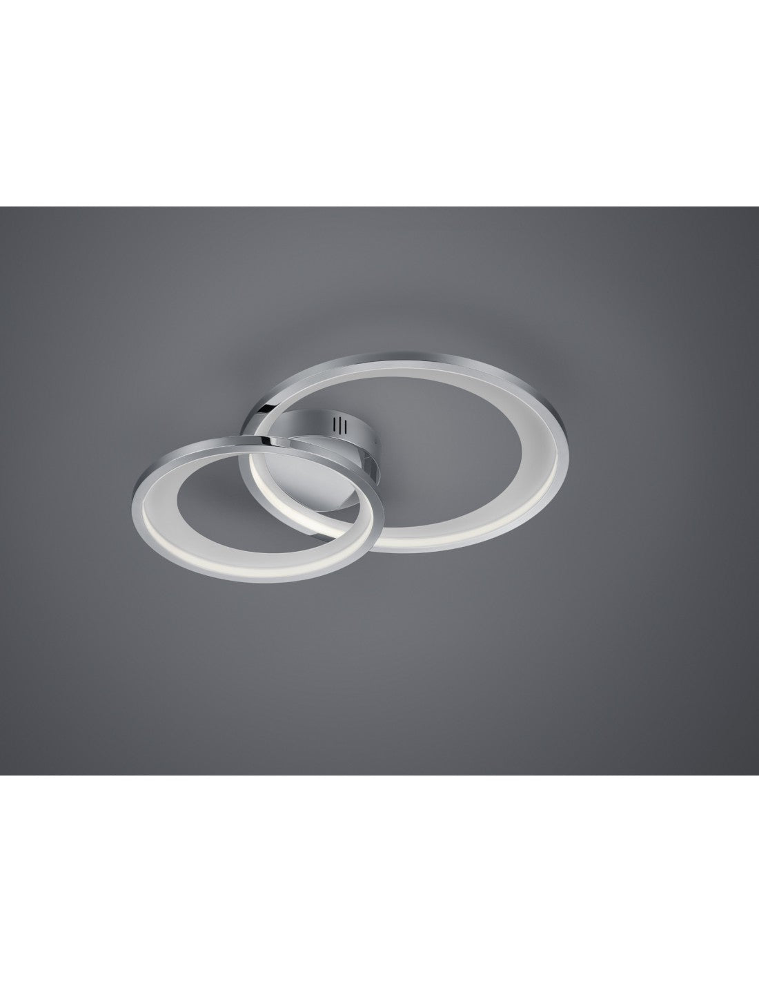 Deckenleuchte Granada Double Circle Chrome Led 29w dimmbare L59 cm Trio Beleuchtung
