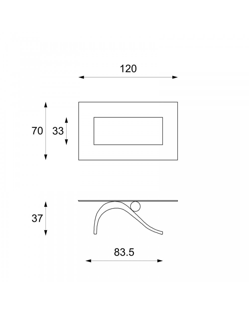 Transparent-beiger Couchtisch 70 cm x 120 cm H. 40 cm