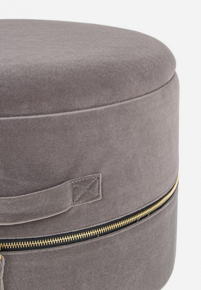 Set 2 Hocker Container Effekt Samt Pavlina Dunkelgrau