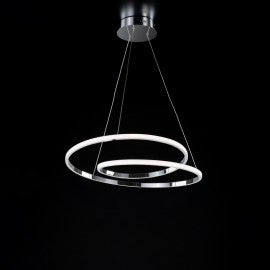 Glühbiradisch Aluminiumsuspension Chrom Lucido mit integrierter LED 60x h 150 cm