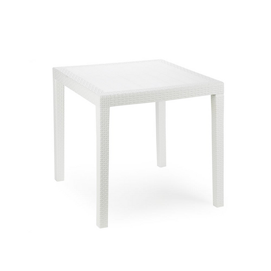 Weißer quadratischer King-Rattantisch 79 x 79 x 72 cm