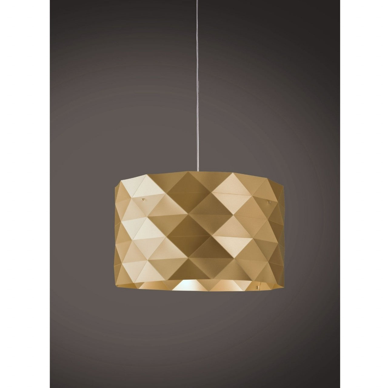 Neue goldene 5-Licht-Aufhängung aus verchromtem Metall cm. 40 x 25h
