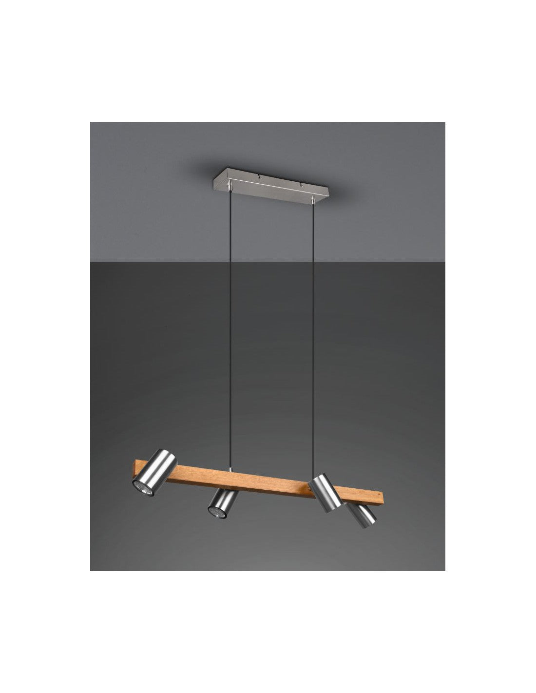 Lampadario Linear Leck E Nichel 4 Spot Cilindtring Orientable Marley Trio Lighting
