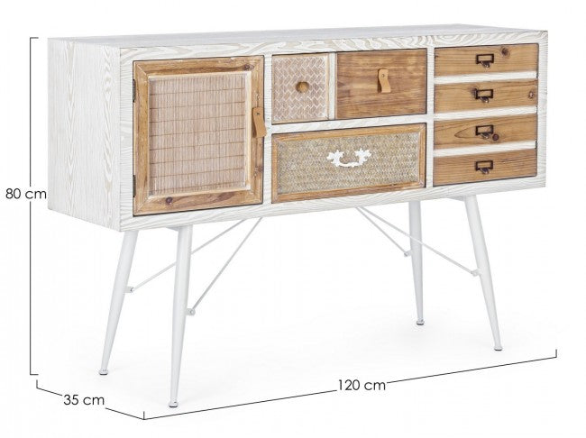 Credenza 2 ante 2 Schubladen Eloise, Naturholz 80h cm