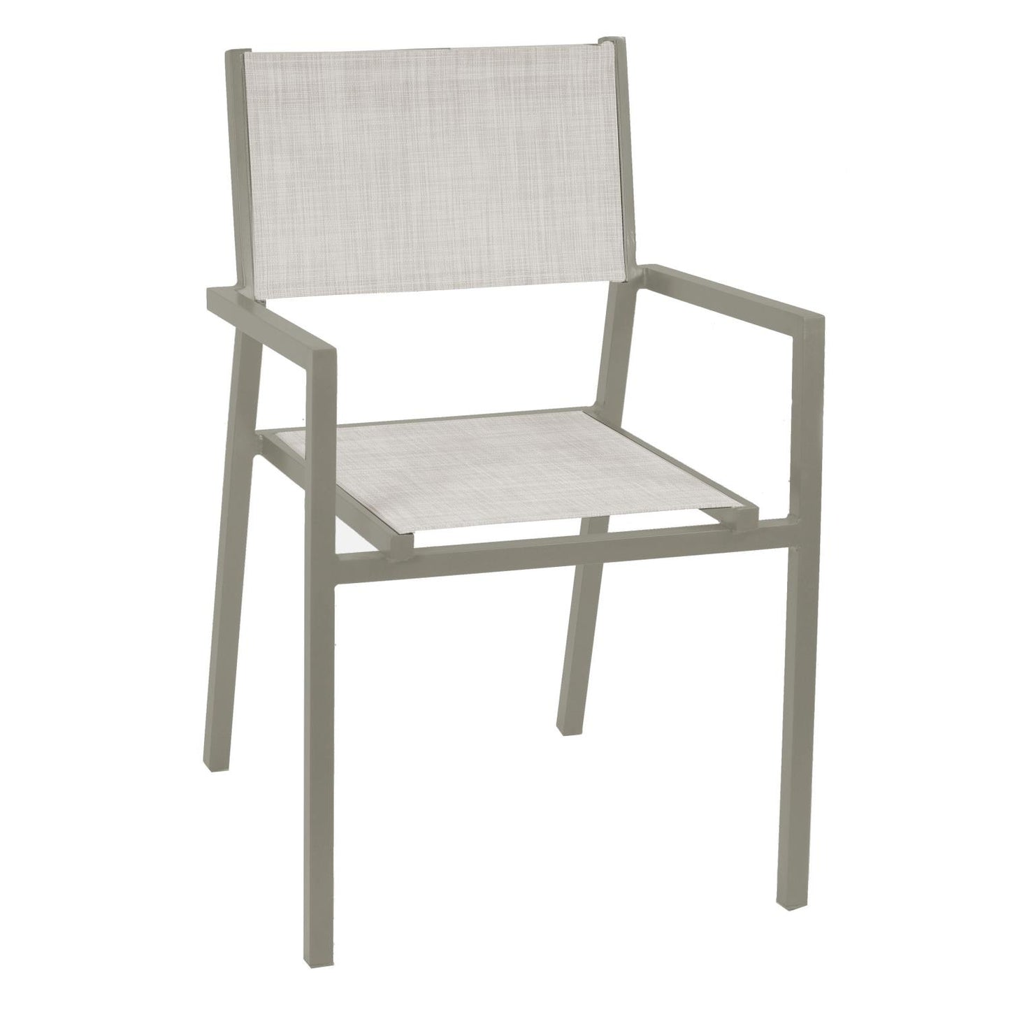 Sessel Cleveland aus mattem taubengrauem Aluminium und Textilene cm55x56 x h86